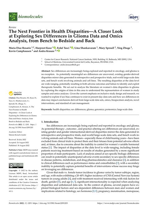 PDF The Next Frontier In Health DisparitiesA Closer Look At Exploring Sex Differences In