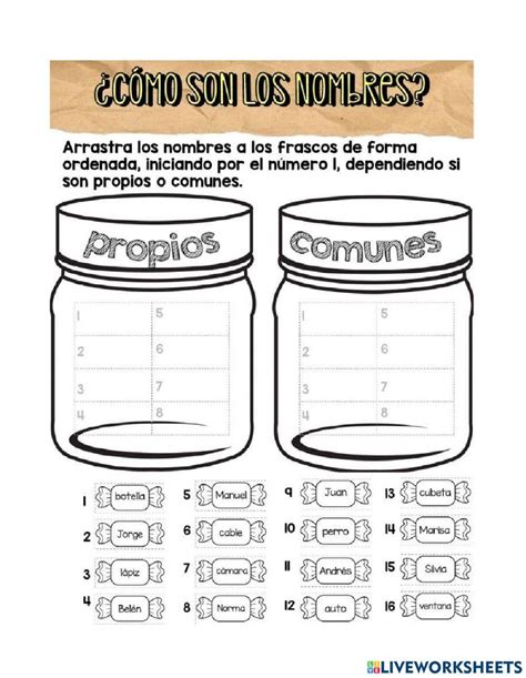 Sustantivos Propios Y Comunes Online Activity For Cuarto De Primaria Live Worksheets