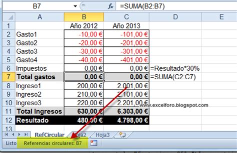 Localizar Referencias Circulares En Excel Excel Foro Ejercicios Ejemplos Soluciones Dudas