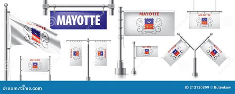 Vector Set Of The National Flag Of Mayotte In Various Creative Designs