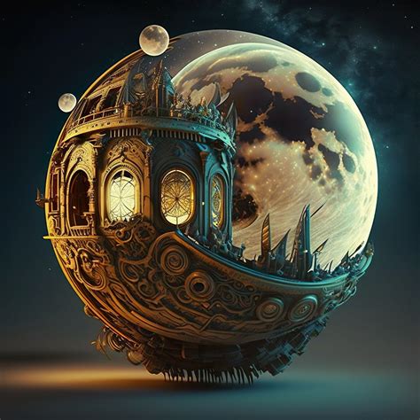 Steampunk Moon Digital Print 4x4 Wallpaper Etsy