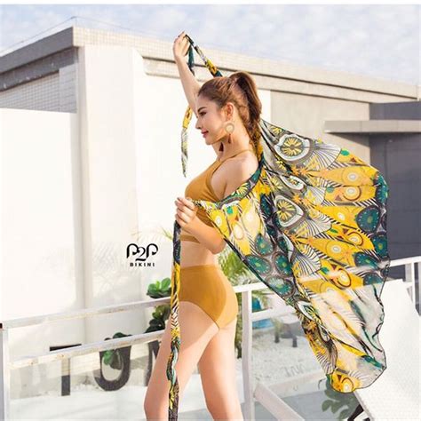 Đồ bơi hai mảnh áo cột dây quần lưng cao kèm khăn sarong P P Bikini Thương hiệu đồ bơi nữ