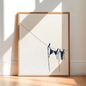 Dark Blue Bikini Art Print Bathing Suit Poster Beachy Prints Coastal Cowgirl Wall Art