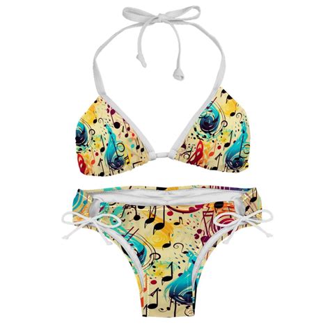 Note Detachable Sponge Adjustable Strap Bikini Set Two Pack Beach