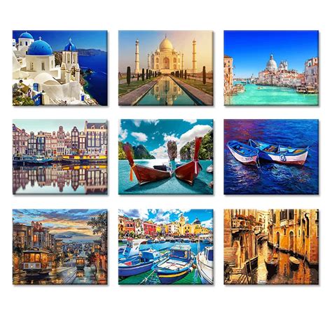 SDOYUNO Рамка DIY Набор для рисования по номерам Венеция Ночной пейзаж ...