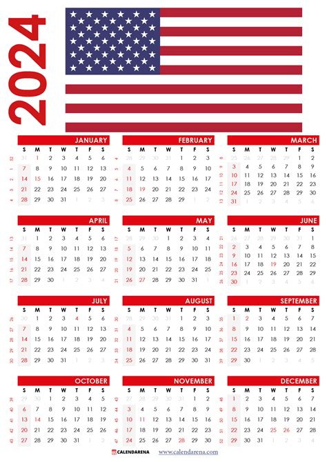 2024 Calendar Dates And Holidays By Calendarena Dec 2023 Medium