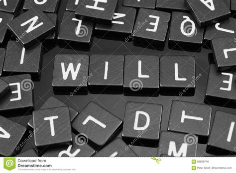 Black Letter Tiles Spelling The Word X Will X Stock Photo