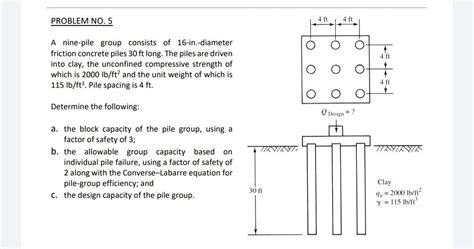 Solved Problem No Ft Ft Of Ft A Nine Pile Chegg