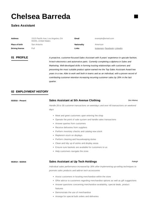 Sales Assistant Resume Writing Guide Resumeviking