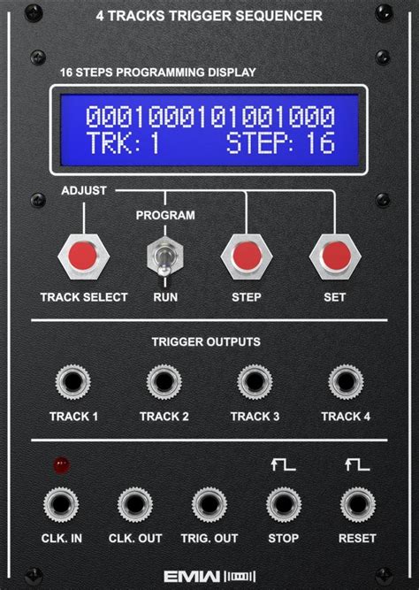 EMW 4 Tracks Trigger Sequencer Eurorack Module On ModularGrid