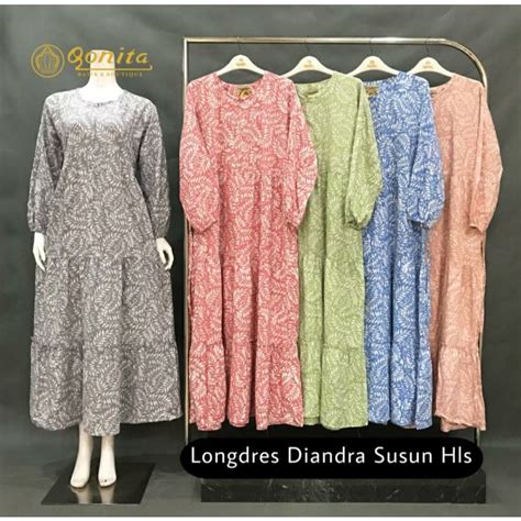 Jual Batik Qonita Longdress Susun Diandra Hls Shopee Indonesia