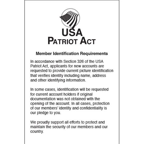 Counter Patriot Act Sign Member Identification W X H Mfblouin