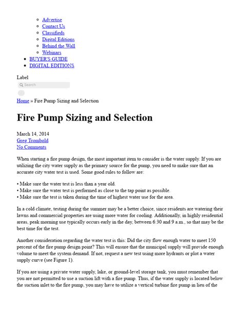 Fire Pump Sizing And Selection Phcppros Pdf Fire Sprinkler System