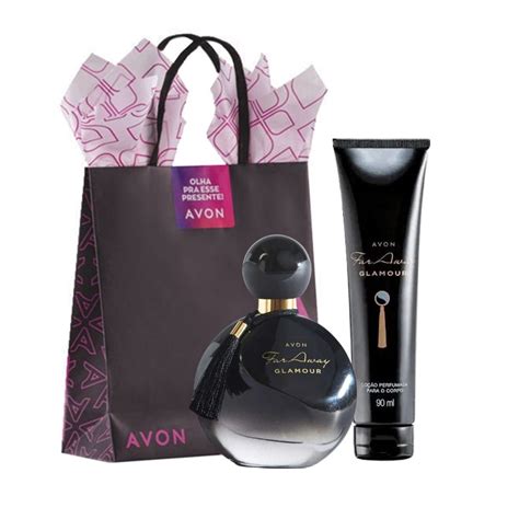 Kit Presente Perfume Para Mulher Far Away Glamour Avon Creme Corporal