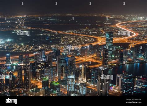 Dubai city night scene Stock Photo - Alamy