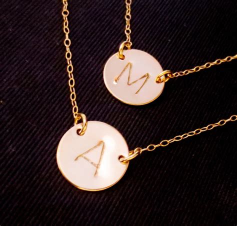 Layered Double Gold Disc Initial Necklace Best By Chipandchisel