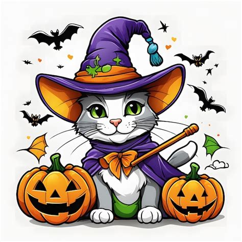 Premium Ai Image Halloween Cat Sublimation Design