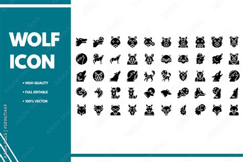 Wolf Icon Pack Stock Vector | Adobe Stock