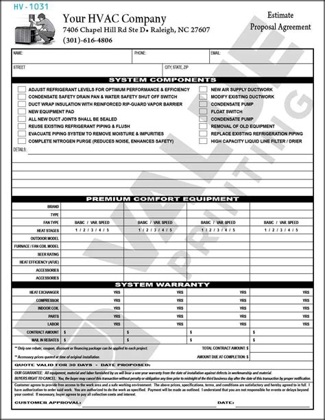 Printable Hvac Contract Template