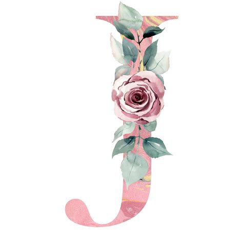 Premium Photo Watercolor Floral Letter J With Rose