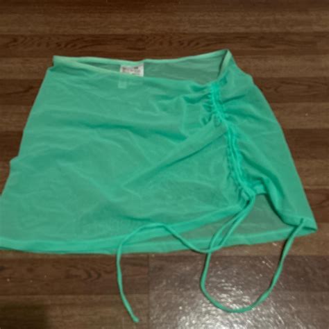 Unused Mint Green Mesh Bikini Mini Skirt Cover Up Depop