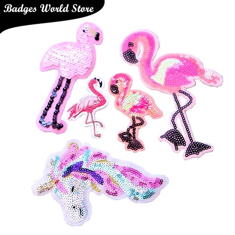 Karikat R Dekoratif Yama Unicorn Flamingo Sequins Simge I Lemeli Aplike