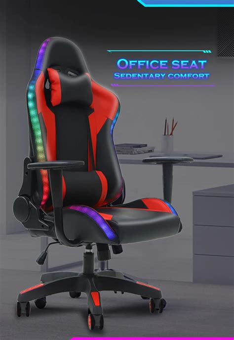 Red Racing Design Gaming Chair Rgb 1-piece Synthetic Leather Iron ...