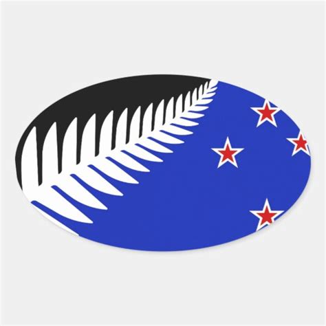 New Zealand Silver Fern Flag Oval Sticker | Zazzle.com