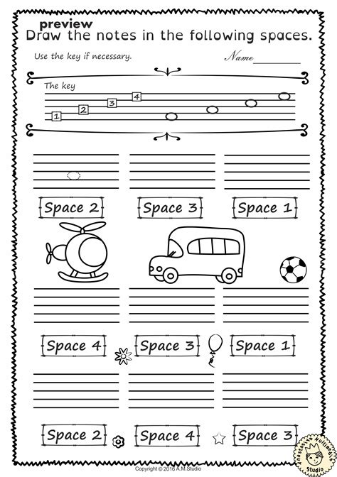 Music Worksheets Pack Line Space High Low