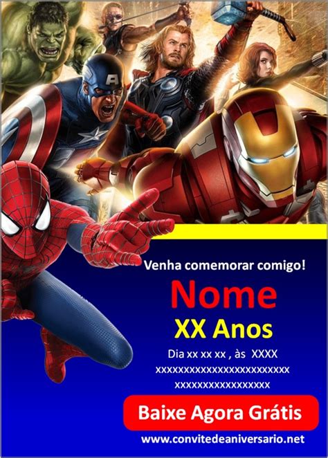 Convite Vingadores Convites