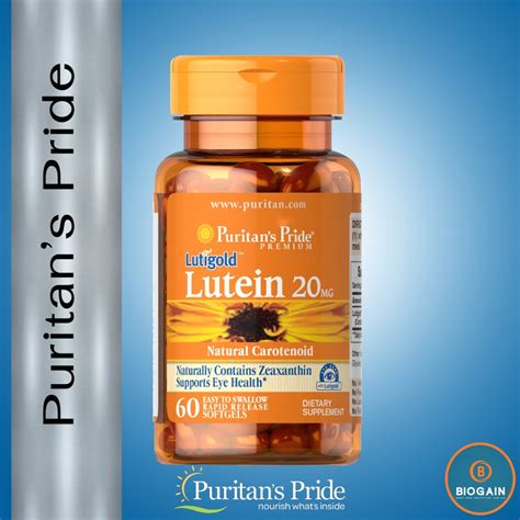 Puritan S Pride Lutein 20 Mg Contains Zeaxanthin 800 Mcg 60