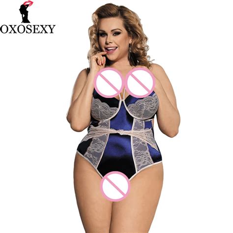 M Xxxl 5xl Navy Blue Lace Women Sexy Lingerie Backless Steel Bra Plus Size Teddy Sexy Costumes