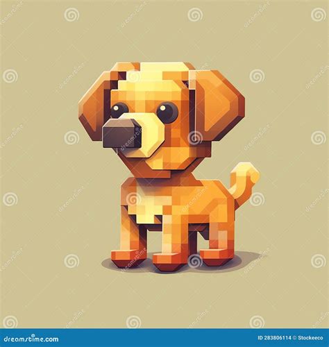 Cute Dog Character in Pixel Art Style for Minecraft Stock Illustration - Illustration of video ...