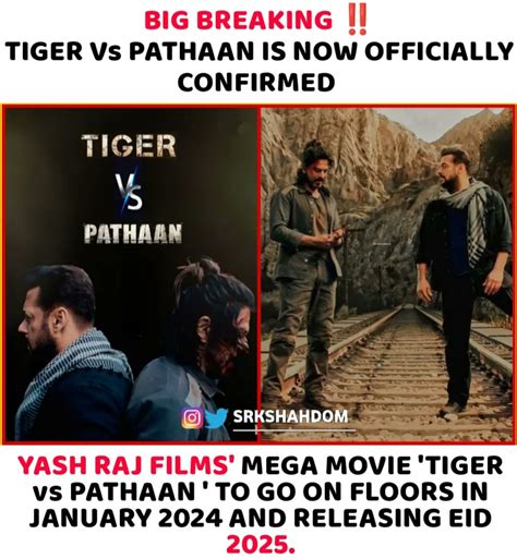 Srkshahdom On Twitter Update Tiger Vs Pathaan Starring Salman Khan