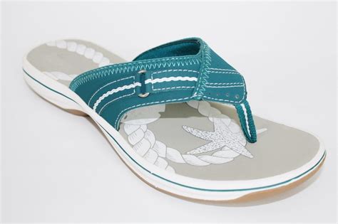 Womens Clarks Seymour Ocean Thong Sandals Flip Flops Turquoise Teal Ebay