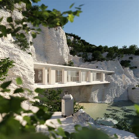 An Artist S Rendering Of A House Built Into The Side Of A Cliff