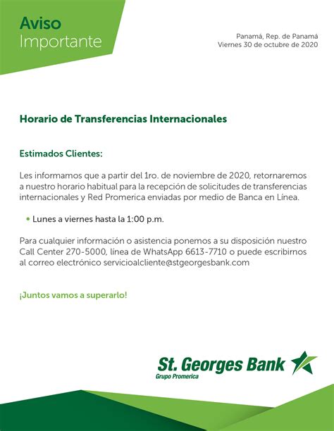 Avisos Importantes | St Georges Bank: Panamá | Grupo Promerica