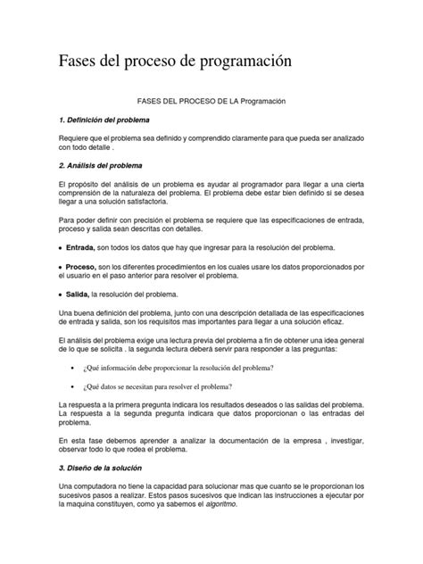 Fases Del Proceso De Programación Pdf Lenguaje De Programación