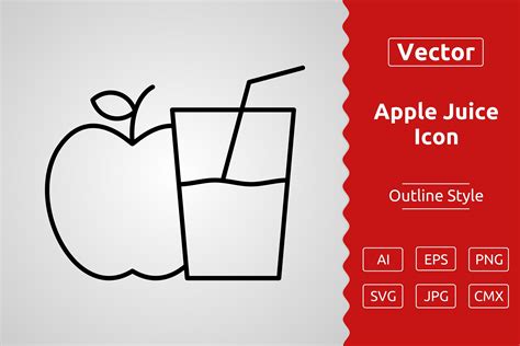 Vector Apple Juice Outline Icon Graphic By Muhammad Atiq Creative Fabrica