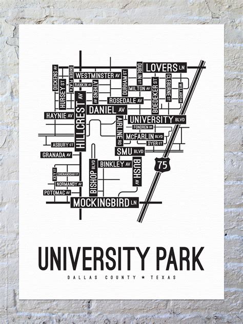 University Park, Dallas Street Map Canvas - School Street Posters