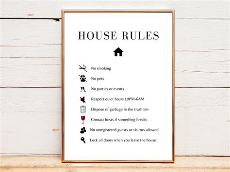 Airbnb House Rules Minimalist Sign Vacation Rental Rules Host Resources