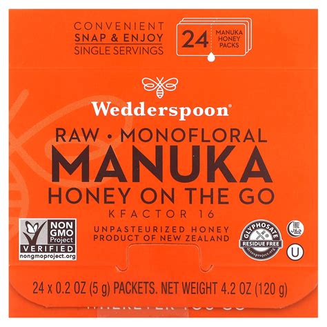 Wedderspoon Raw Monofloral Manuka Honey On The Go Kfactor Pack