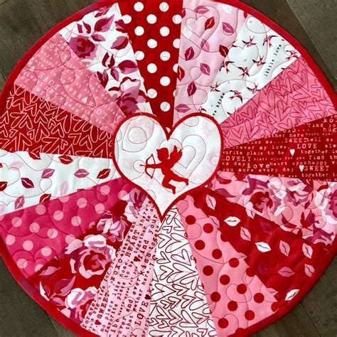 Valentines Day Table Topper Embroidered Cupid Table Quilt Etsy