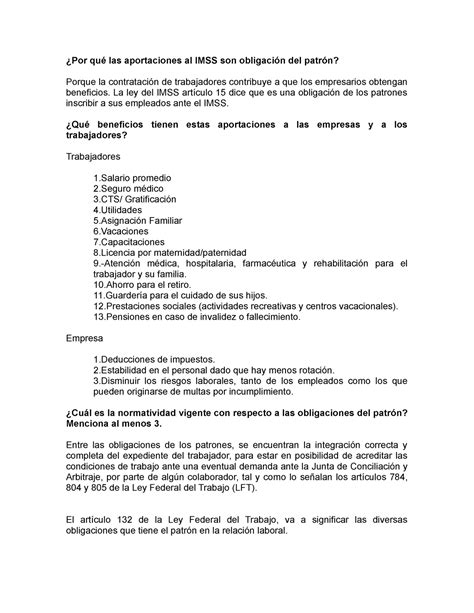 Foro de discucion 4 contabilidad Por qué las aportaciones al IMSS