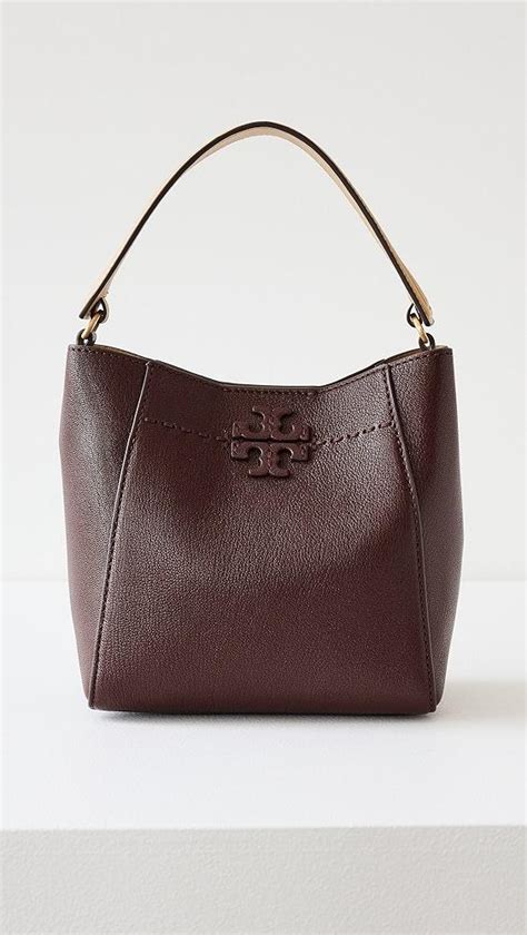 Tory Burch Mcgraw Textured Small Bucket Bag In Brown Lyst