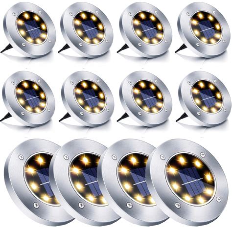 12x LAMPA SOLARNA LED OGRODOWA NAJAZDOWA GRUNTOWA DYSKI LAMPY SOLARNE