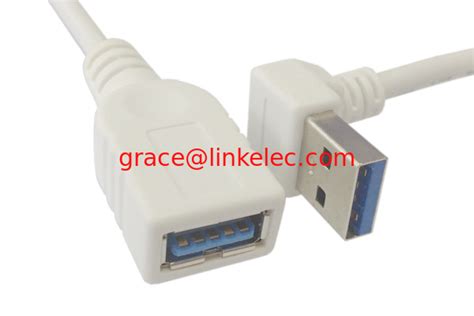 Down Angled 90 degree USB 3.0 A male to Female Extension 30cm Cable White