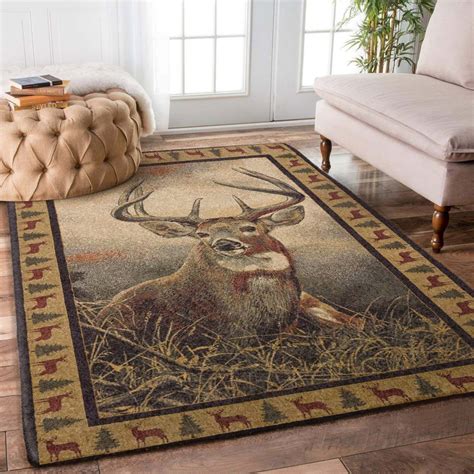 Whitetail Deer Area Rectangle Carpet Rug - The Happy Wood