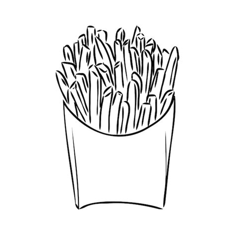 Premium Vector | French fries flying to paper box sketch style hand ...