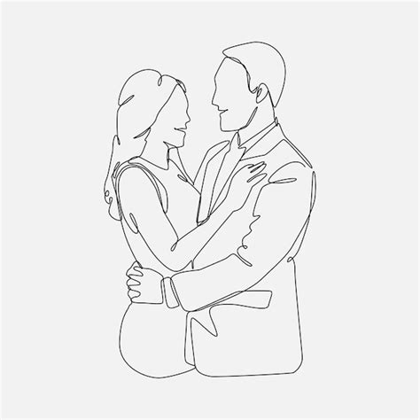 Premium Vector Continuous Single Line Drawing Of Couple Hug Together